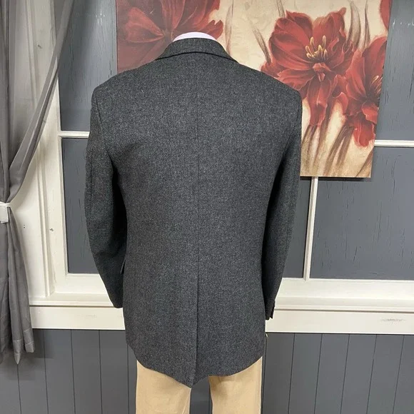 Vintage Farah Tweed Blazer Jacket Sport Coat Mens 44L Long Wool Grayish Navy